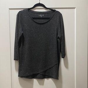 LOFT Charcoal Long Sleeve Top